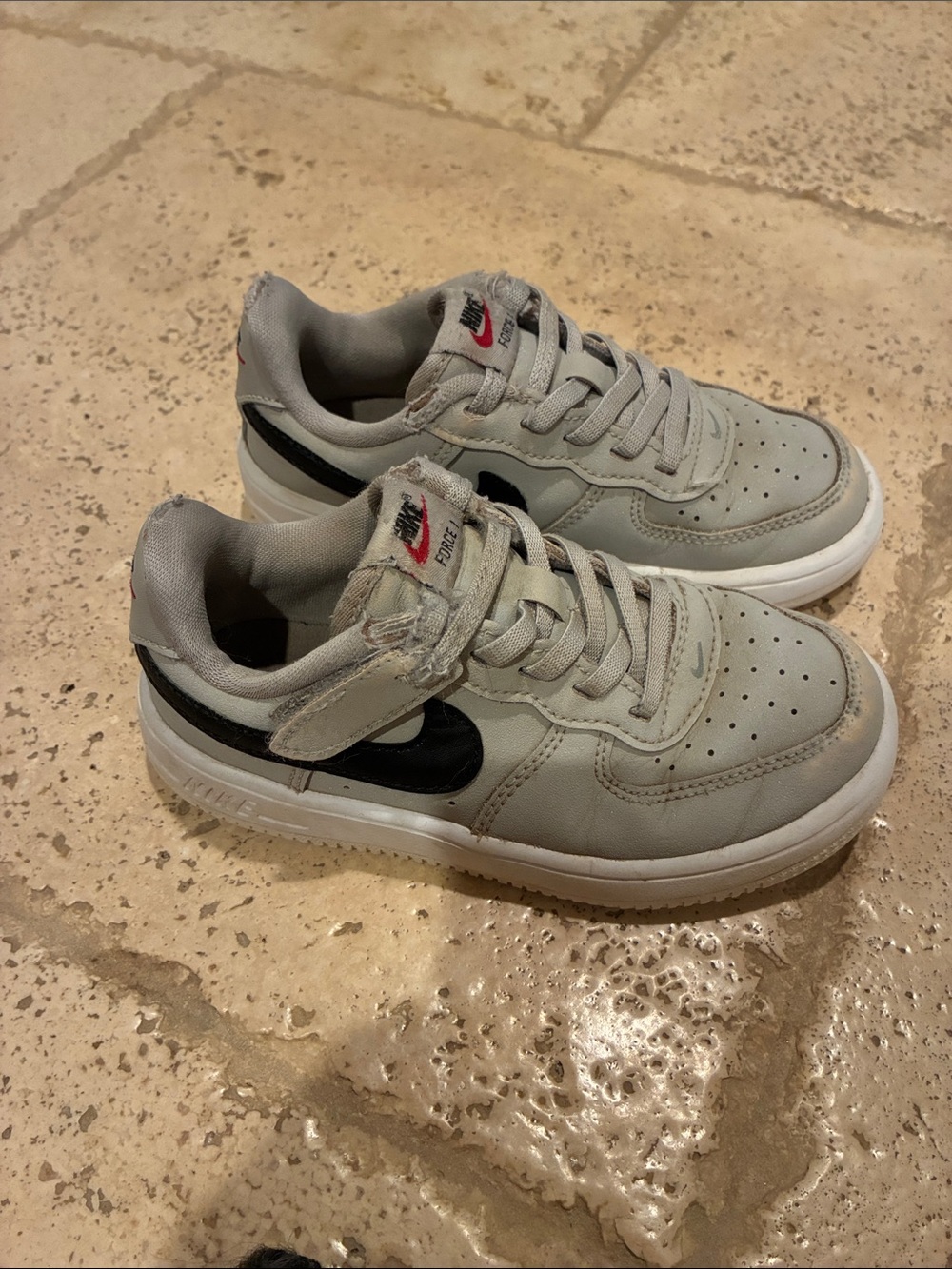 Nike Gray & Black Force 1 Low-Top Sneakers with Strap